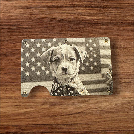 Patriotic Puppy RFID Blocking minimalist Wallet